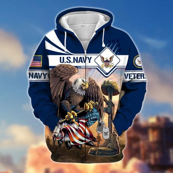 Premium Proudly Served US Navy Veteran Zip Hoodie