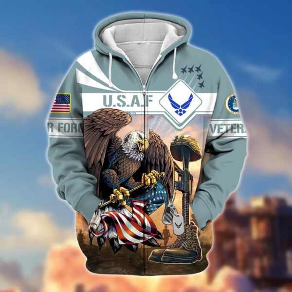 Premium Proudly Served US Air Force Veteran Zip Hoodie