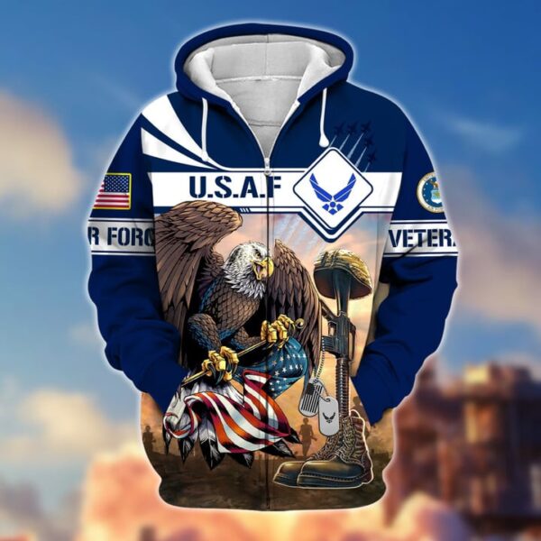 Premium Proudly Served US Air Force 2 Veteran Zip Hoodie