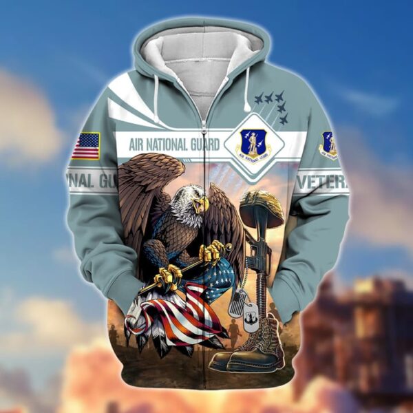 Premium Proudly Served US Air National Guard Veteran Zip Hoodie