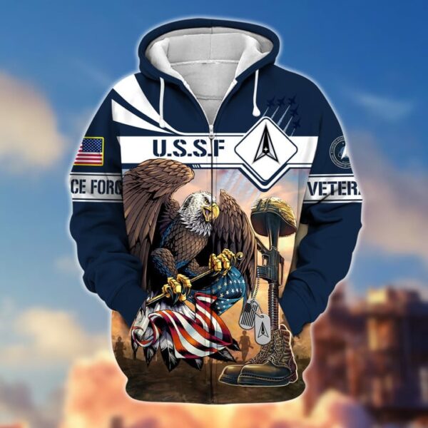Premium Proudly Served US Space Force Veteran Zip Hoodie