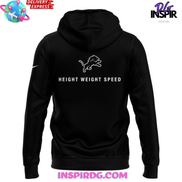 Detroit Lions Height Weight Speed 2025 Black Hoodie - Image 3