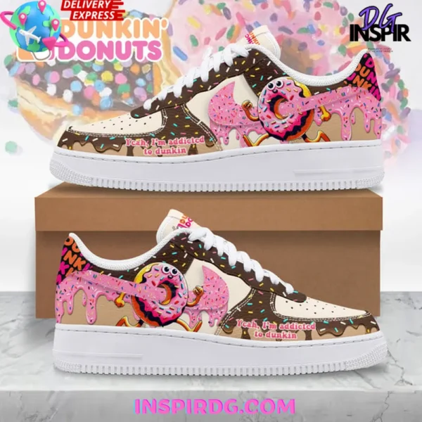 Addicted to Dunkin Donuts Drip Air Force 1 Sneakers