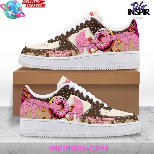 Addicted to Dunkin Donuts Drip Air Force 1 Sneakers - Image 2