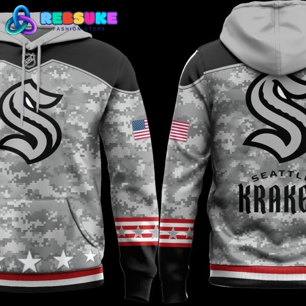 Seattle Kraken 2024 Military Appreciation Hoodie Set - Image 2