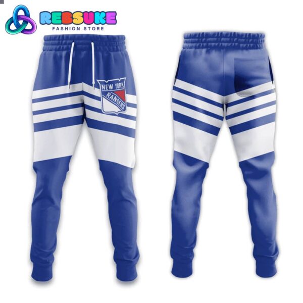 New York Rangers NHL Blue White Combo Hoodie - Image 3