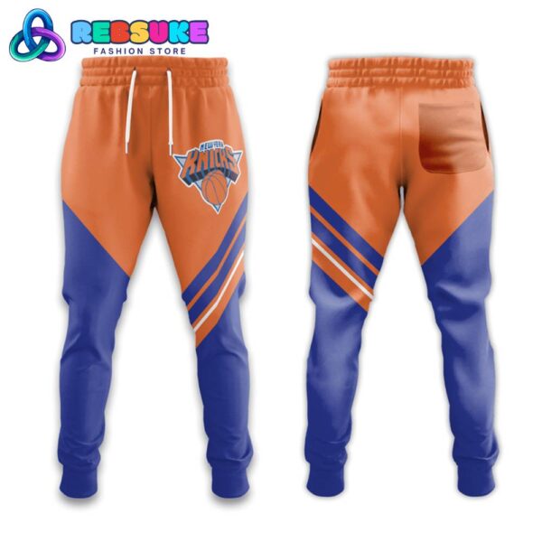 New York Knicks NBA Orange Blue Combo Hoodie - Image 3