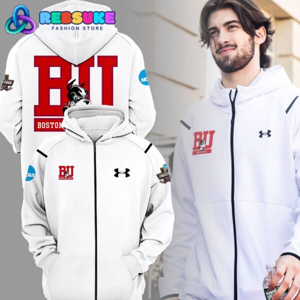 Boston University Hockey NCAA White Combo Hoodie Pants