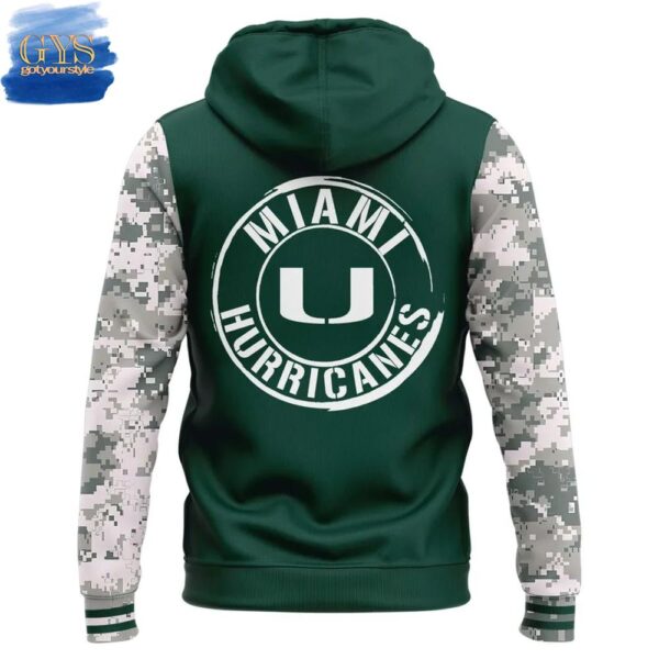 Miami Hurricanes 2025 Armed Forces Day Camo Hoodie - Image 3
