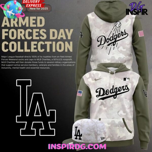 Los Angeles Dodgers 2025 Armed Forces Day Collection Hoodie T-shirt