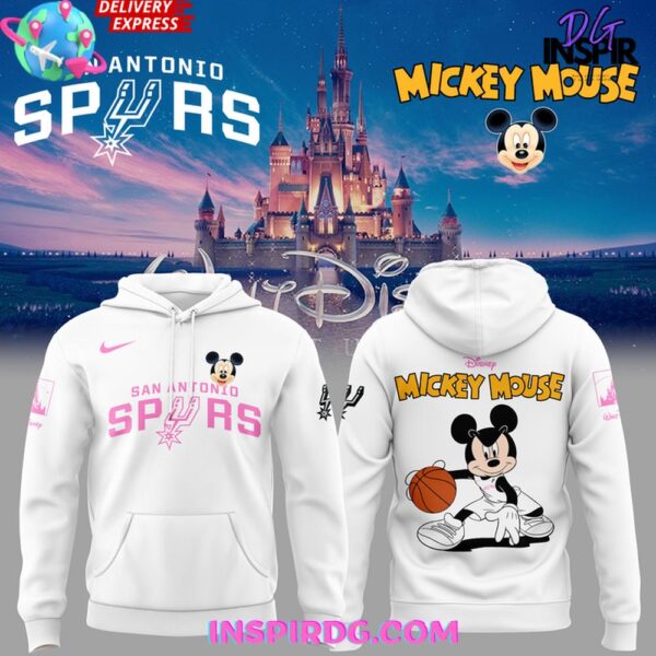 San Antonio Spurs Mickey Mouse 2025 White Hoodie T-shirt