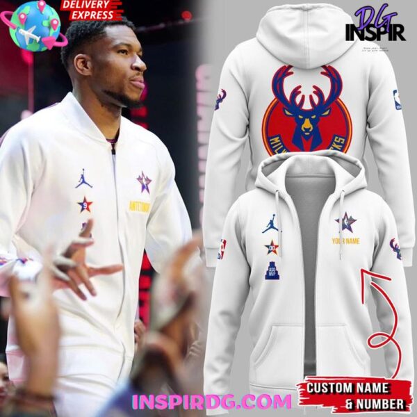 Milwaukee Bucks Giannis Antetokounmpo 2025 NBA All-Star Zip Hoodie T-shirt