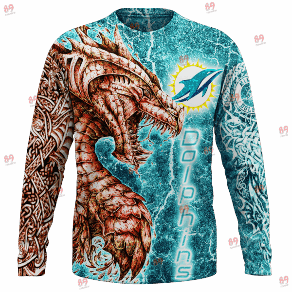 Dolphins FL Dragon Outrage Limited Edition Hoodie T-shirt Sweatshirt All Merchandise - Image 6