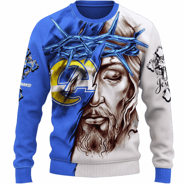 Rams Jesus Limited Edition Hoodie T-shirt Sweatshirt All Merchandise - Image 2