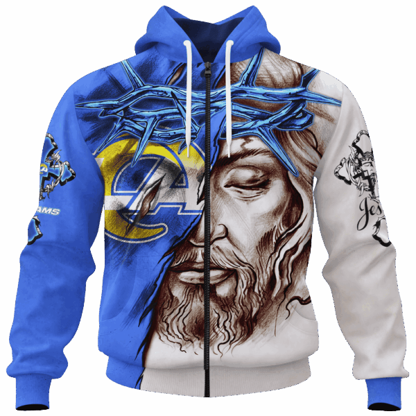 Rams Jesus Limited Edition Hoodie T-shirt Sweatshirt All Merchandise - Image 4