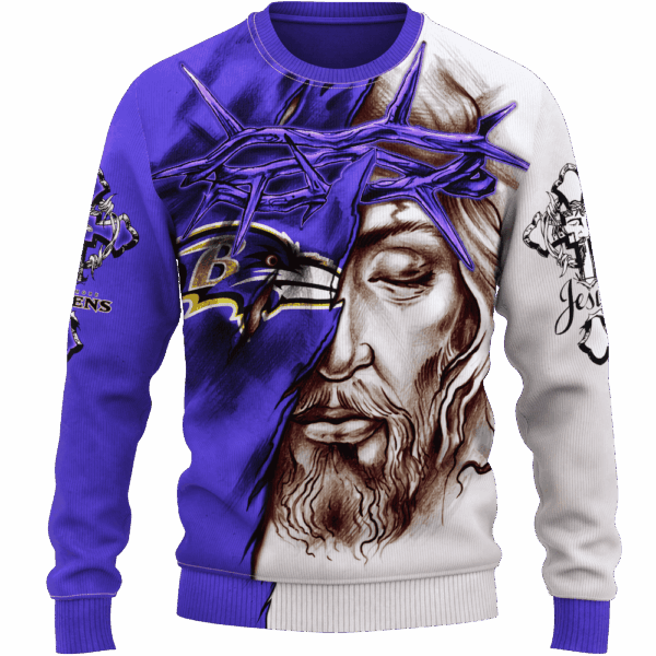 Ravens Jesus Limited Edition Hoodie T-shirt Sweatshirt All Merchandise - Image 2