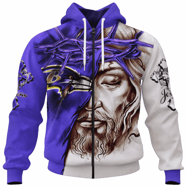 Ravens Jesus Limited Edition Hoodie T-shirt Sweatshirt All Merchandise - Image 4