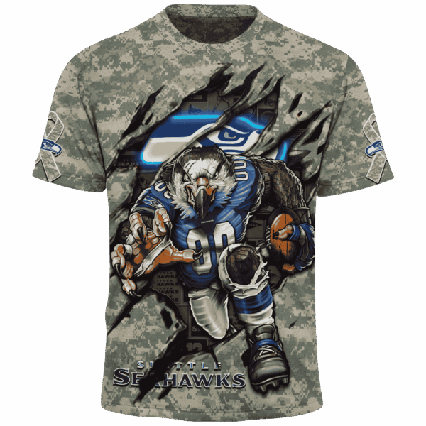 Seahawks Camo Mascot Limited Edition Hoodie T-shirt Sweatshirt All Merchandise - Image 5