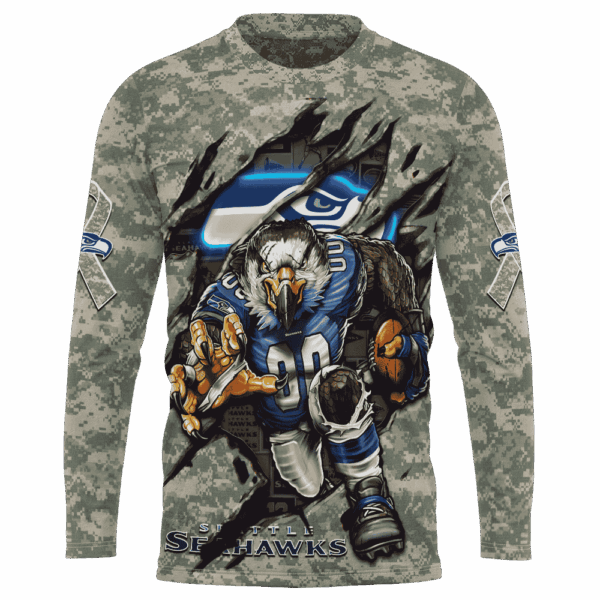 Seahawks Camo Mascot Limited Edition Hoodie T-shirt Sweatshirt All Merchandise - Image 7