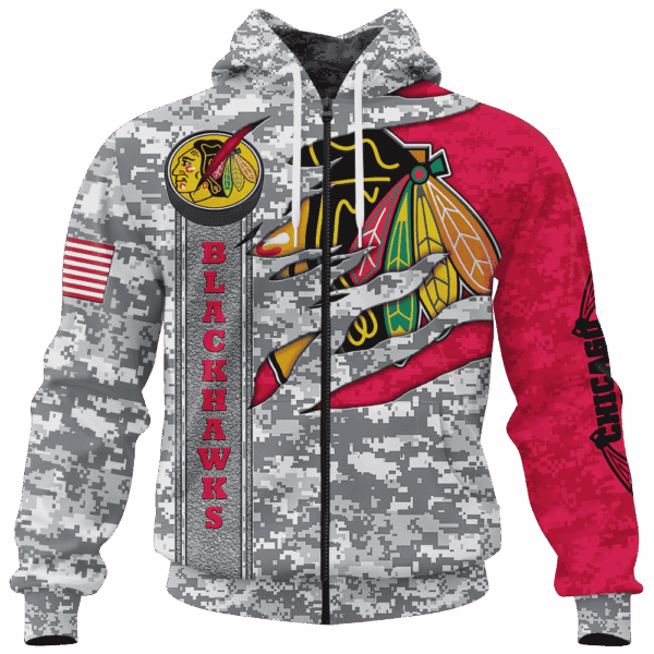 Blackhawks Camo Style Limited Edition Hoodie T-shirt Sweatshirt All Merchandise - Image 4