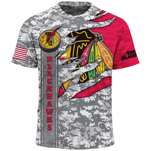 Blackhawks Camo Style Limited Edition Hoodie T-shirt Sweatshirt All Merchandise - Image 5