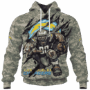 Chargers Camo Mascot Limited Edition Hoodie T-shirt Sweatshirt All Merchandise