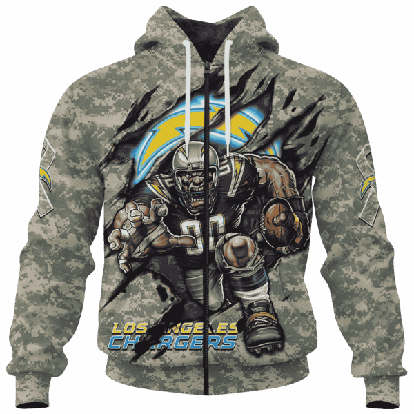 Chargers Camo Mascot Limited Edition Hoodie T-shirt Sweatshirt All Merchandise - Image 4