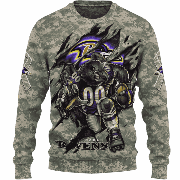 Ravens Camo Mascot Limited Edition Hoodie T-shirt Sweatshirt All Merchandise - Image 2