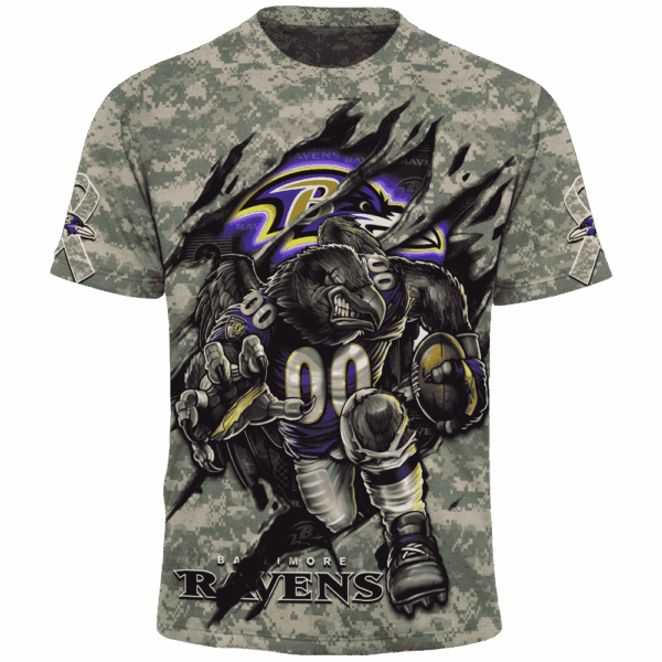 Ravens Camo Mascot Limited Edition Hoodie T-shirt Sweatshirt All Merchandise - Image 5