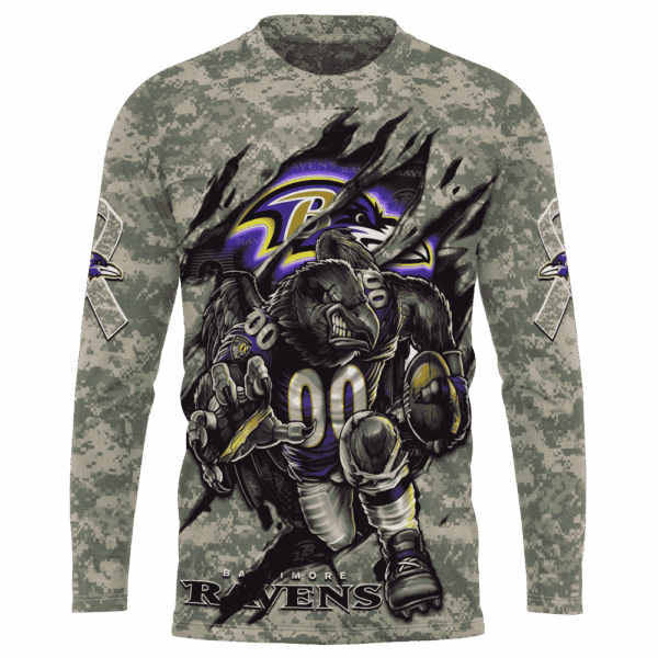 Ravens Camo Mascot Limited Edition Hoodie T-shirt Sweatshirt All Merchandise - Image 7