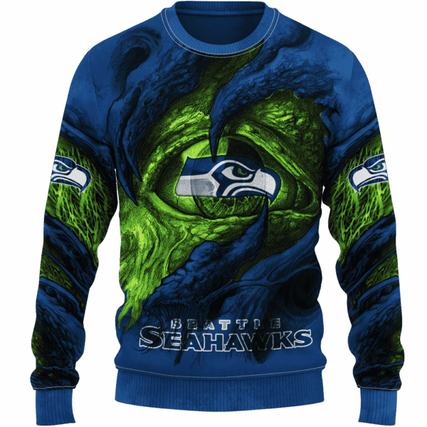 Seahawks Demon Eyes Limited Edition Hoodie T-shirt Sweatshirt All Merchandise - Image 2