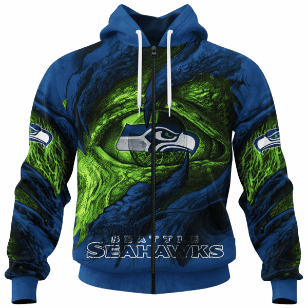 Seahawks Demon Eyes Limited Edition Hoodie T-shirt Sweatshirt All Merchandise - Image 4