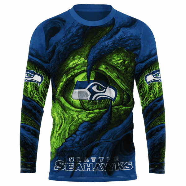 Seahawks Demon Eyes Limited Edition Hoodie T-shirt Sweatshirt All Merchandise - Image 7