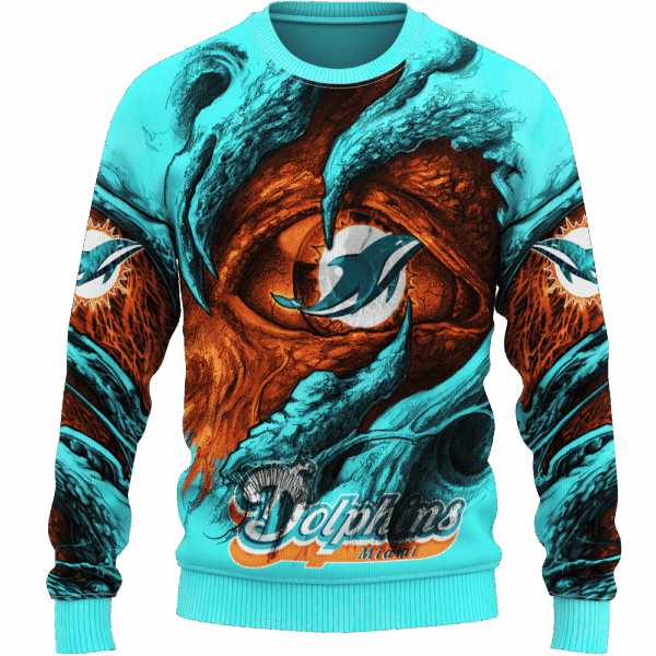 Dolphins Demon Eyes Limited Edition Hoodie T-shirt Sweatshirt All Merchandise - Image 2