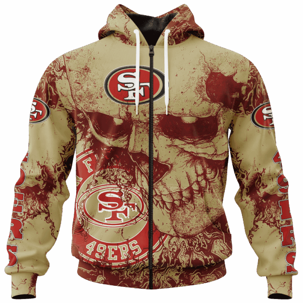 49ers Skull Flowing Limited Edition Hoodie T-shirt Sweatshirt All Merchandise - Image 4
