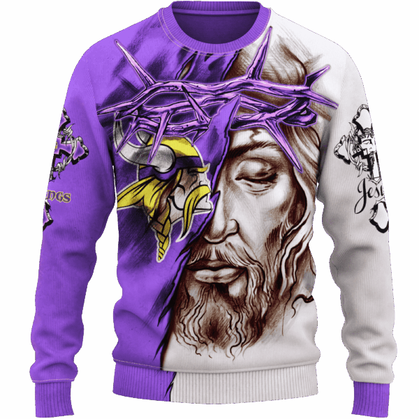 Vikings Jesus Limited Edition Hoodie T-shirt Sweatshirt All Merchandise - Image 2