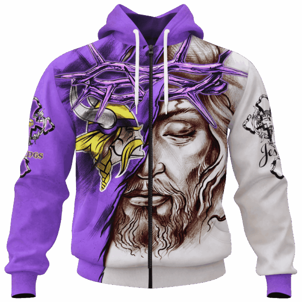 Vikings Jesus Limited Edition Hoodie T-shirt Sweatshirt All Merchandise - Image 4