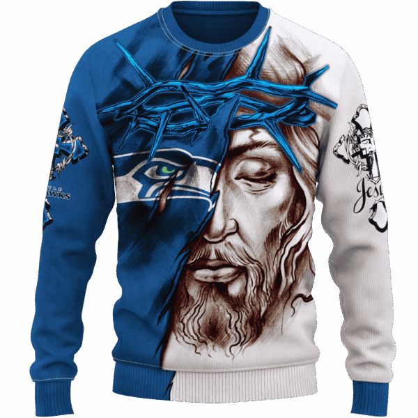 Seahawks Jesus Limited Edition Hoodie T-shirt Sweatshirt All Merchandise - Image 2
