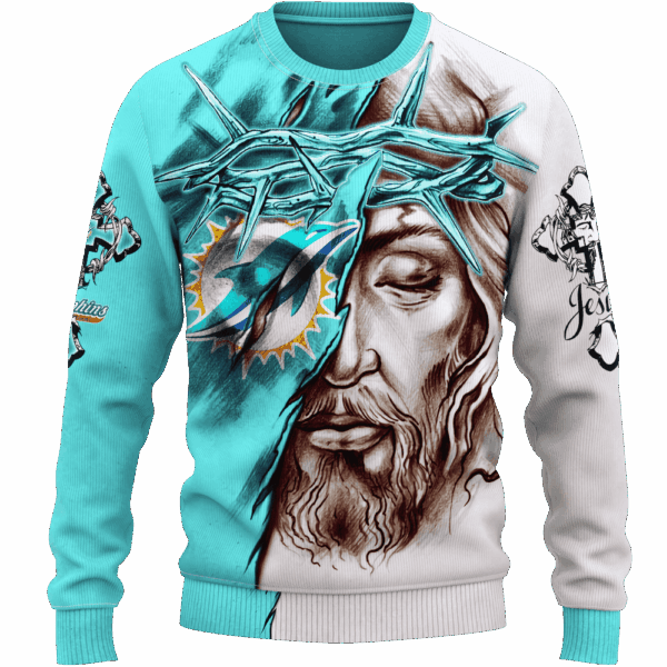 Dolphins Jesus Limited Edition Hoodie T-shirt Sweatshirt All Merchandise - Image 2