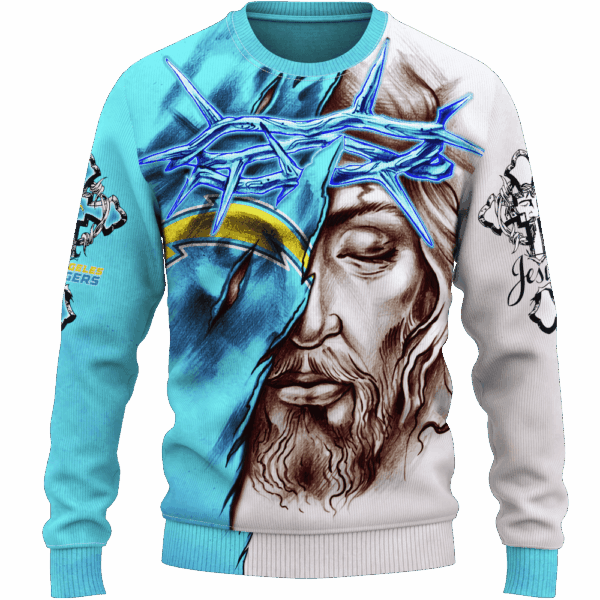Chargers Jesus Limited Edition Hoodie T-shirt Sweatshirt All Merchandise - Image 2