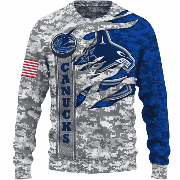 Canucks Camo Style Limited Edition Hoodie T-shirt Sweatshirt All Merchandise - Image 2