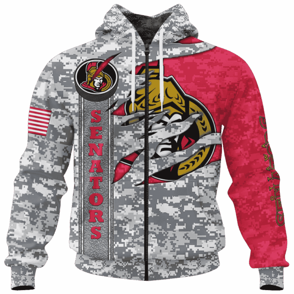 Senators Camo Style Limited Edition Hoodie T-shirt Sweatshirt All Merchandise - Image 4