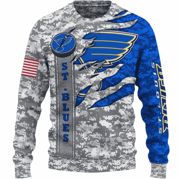 Blues Camo Style Limited Edition Hoodie T-shirt Sweatshirt All Merchandise - Image 2