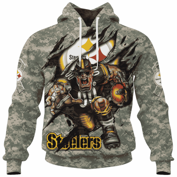 Steelers Camo Mascot Limited Edition Hoodie T-shirt Sweatshirt All Merchandise