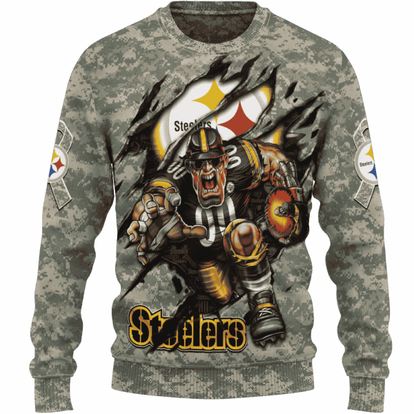 Steelers Camo Mascot Limited Edition Hoodie T-shirt Sweatshirt All Merchandise - Image 2