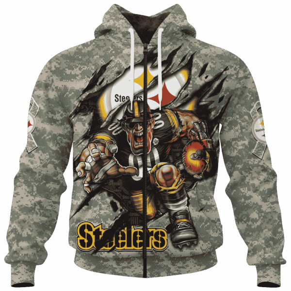 Steelers Camo Mascot Limited Edition Hoodie T-shirt Sweatshirt All Merchandise - Image 4