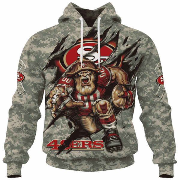 49ers Camo Mascot Limited Edition Hoodie T-shirt Sweatshirt All Merchandise