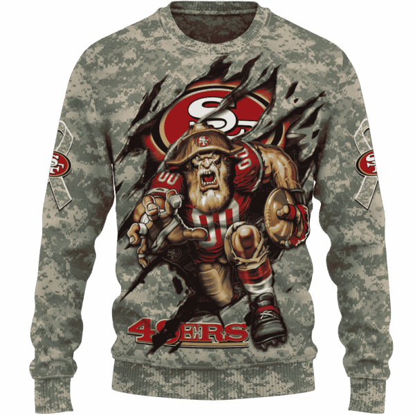 49ers Camo Mascot Limited Edition Hoodie T-shirt Sweatshirt All Merchandise - Image 2