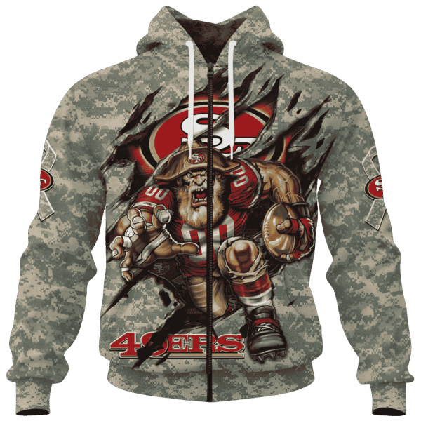 49ers Camo Mascot Limited Edition Hoodie T-shirt Sweatshirt All Merchandise - Image 4
