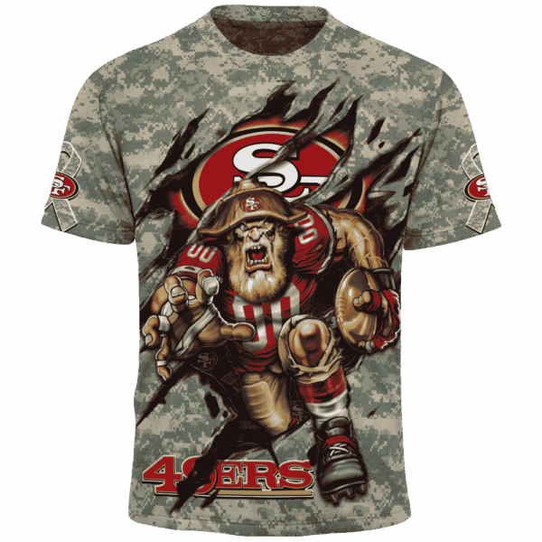 49ers Camo Mascot Limited Edition Hoodie T-shirt Sweatshirt All Merchandise - Image 5